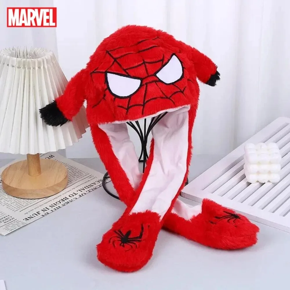 

MARVEL Spider-Man Cute Cartoon Moving Emit Sound Emit Light Ear Hat Anime Funny Plush Warm Cosplay Cap Gifts Toys for Kids Girls