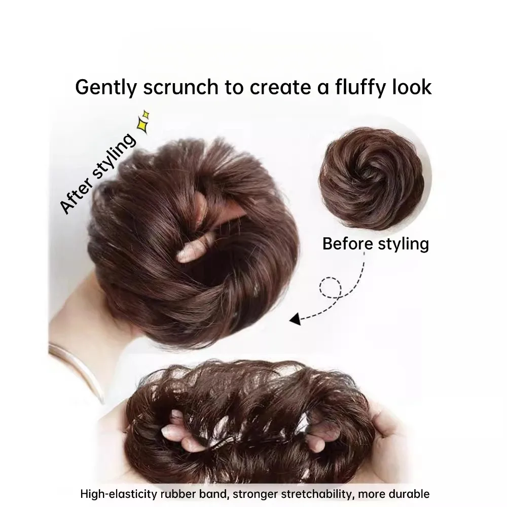 여성용 가발 푹신한 묶음 머리 스타일 도넛 가발 합성 섬유 가발