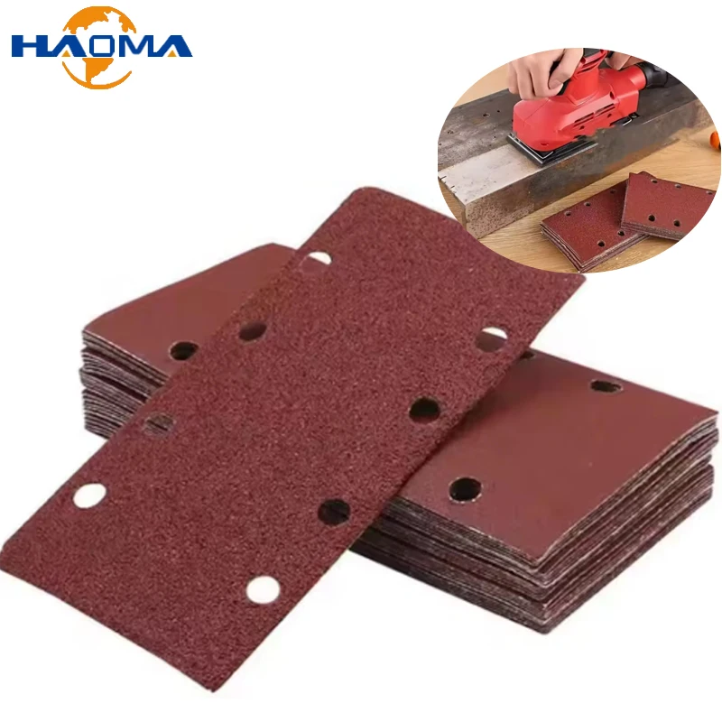 8-Hole Rectangular  Flocked Sandpaper Sheet 95x185mm Grinding machine sandpaper Wood Furniture Metal Polishing Tool