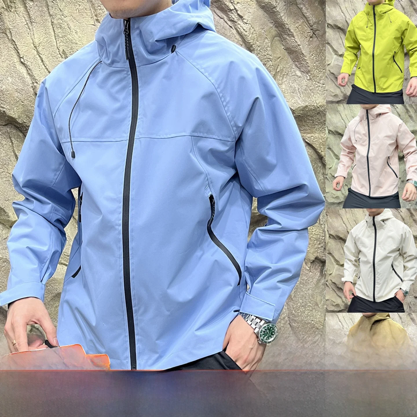 

Lightweight Breathable Men's Outdoor Hooded Softell Jaet Windproof Waterproof Faionable Autumn Polyester Fiber Zipper C...