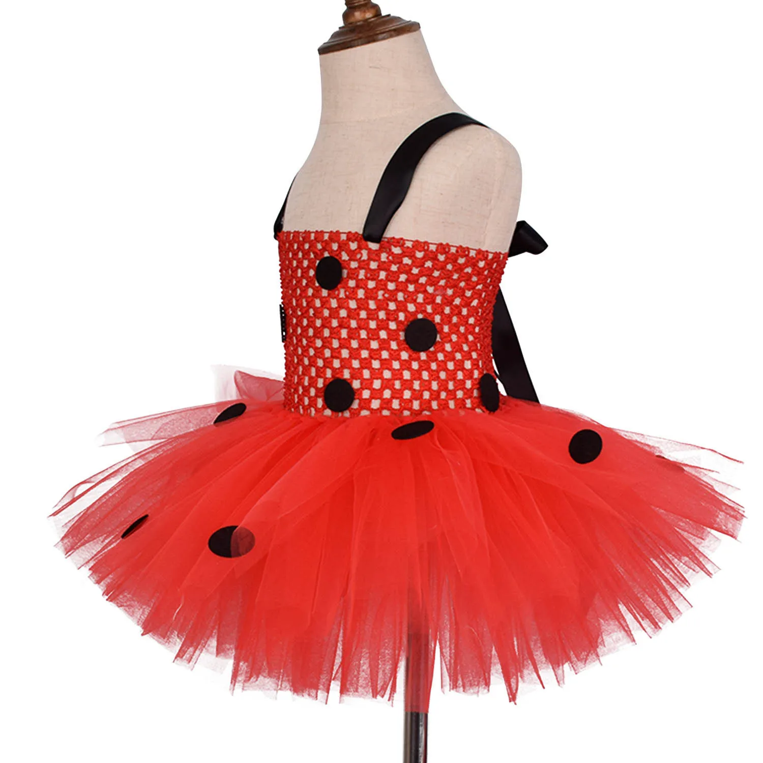 Girls' Animal Dress Cartoon Ladybug Red Polka Dot Tulle Dress Tutu Performance Costume - view 2