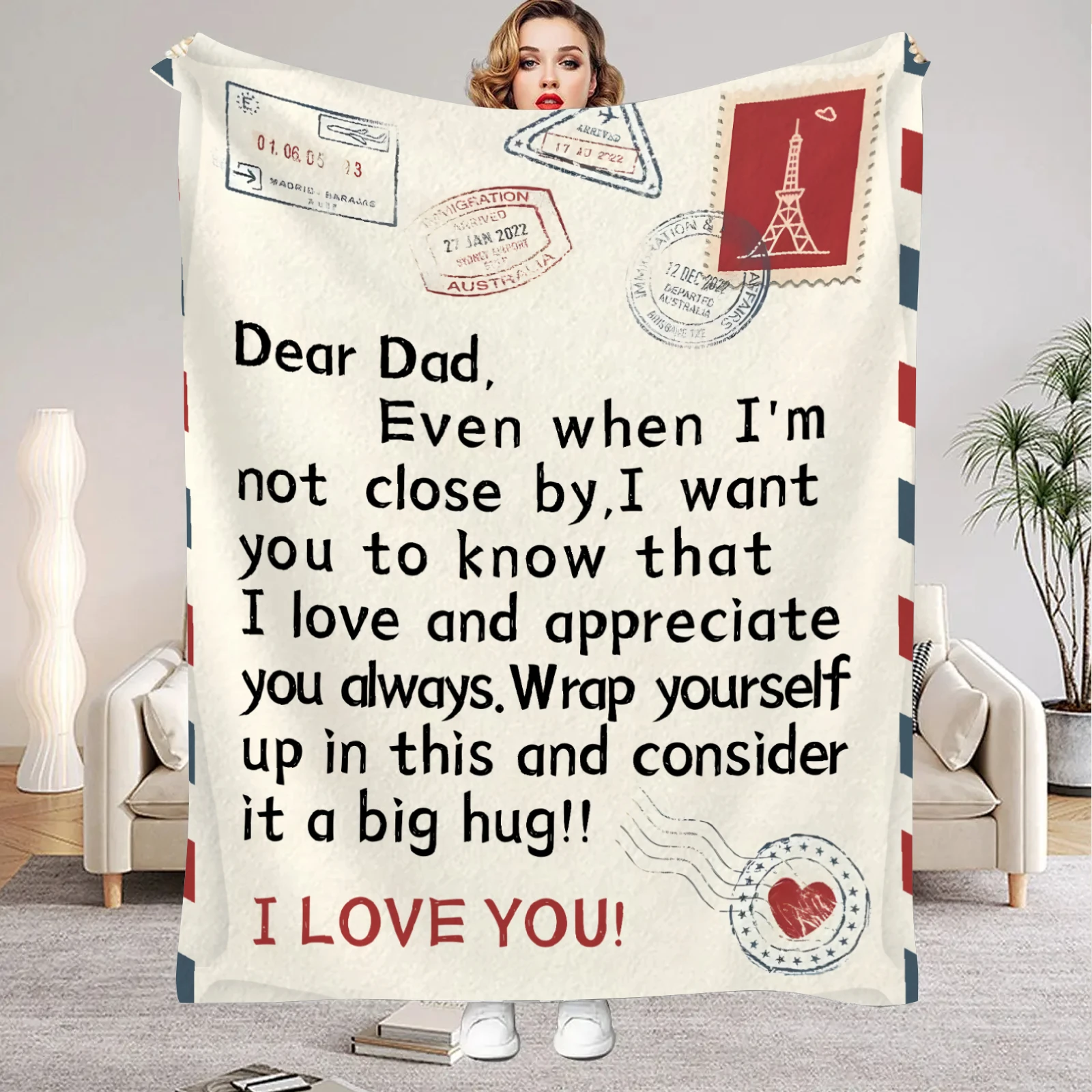 Blanket Mother's Letter to Daughter English Print Fluffy Flannel Blanket for Home Living Room Bedroom Decor 2026 New Year Gift