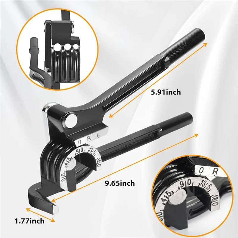 -Coladora de tubos A14E - Dobladora de tubos 3 en 1 de 180 grados adecuada para doblar tubos de cobre, latón y acero de 1/4 pulgadas, 5/16 pulgadas, 3/8 pulgadas OD