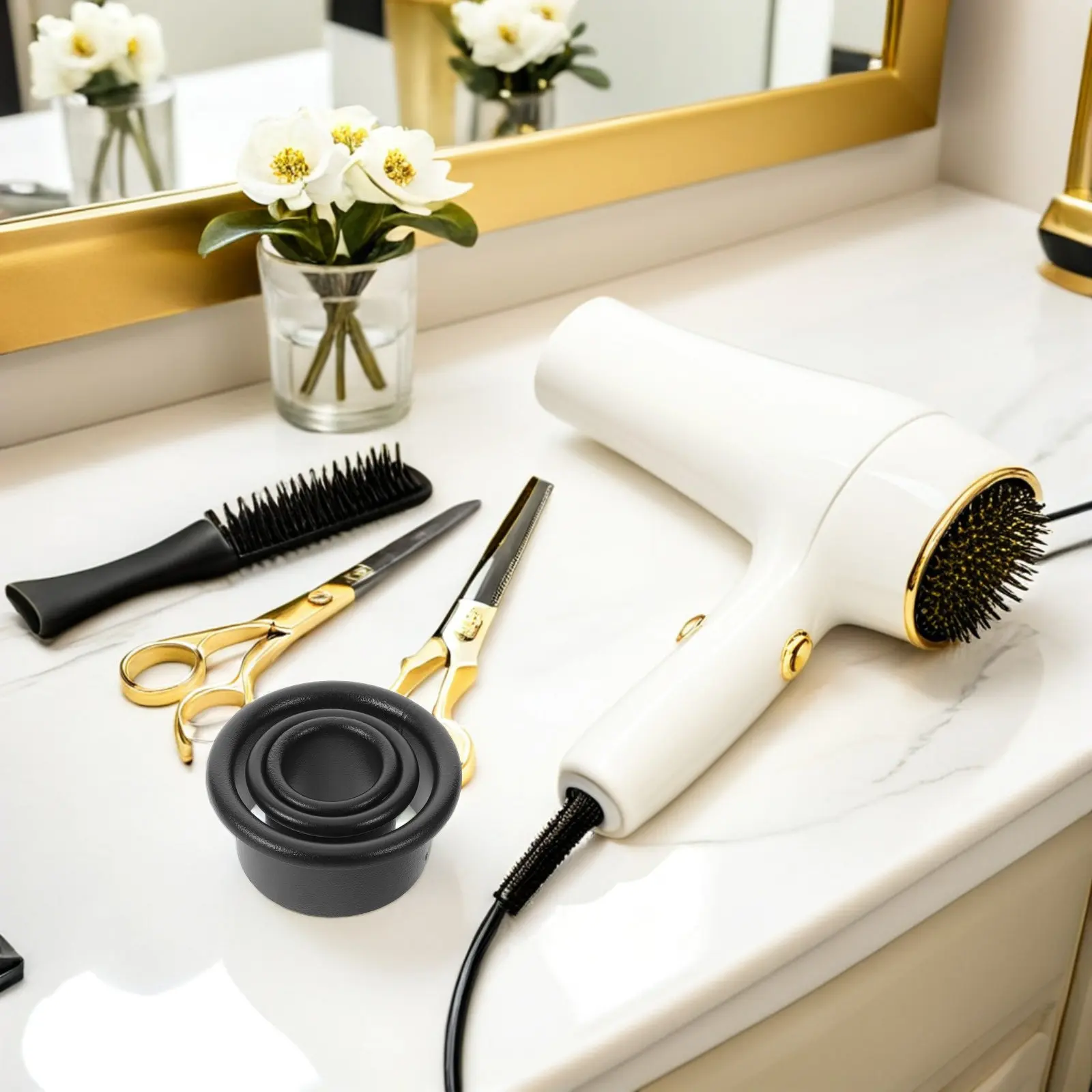 6Pcs Stainless Steel Hair Dryer Holder Blow Dryer Organizer Rack Stable Mount Tube for Bathroom Vanity Table Salon Hair Tool