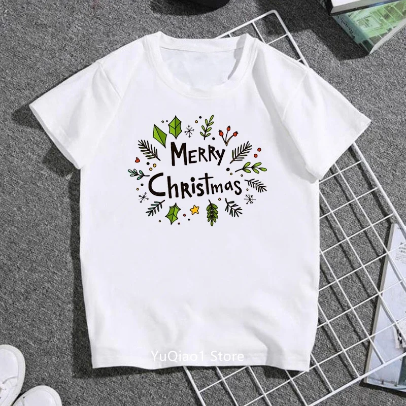 

Letter Merry Christmas T Shirt Lovely Kids Girl T-shirt Baby Toddler Boy White Tshirts Graphic Tees Children's Clothes Xmas Gift