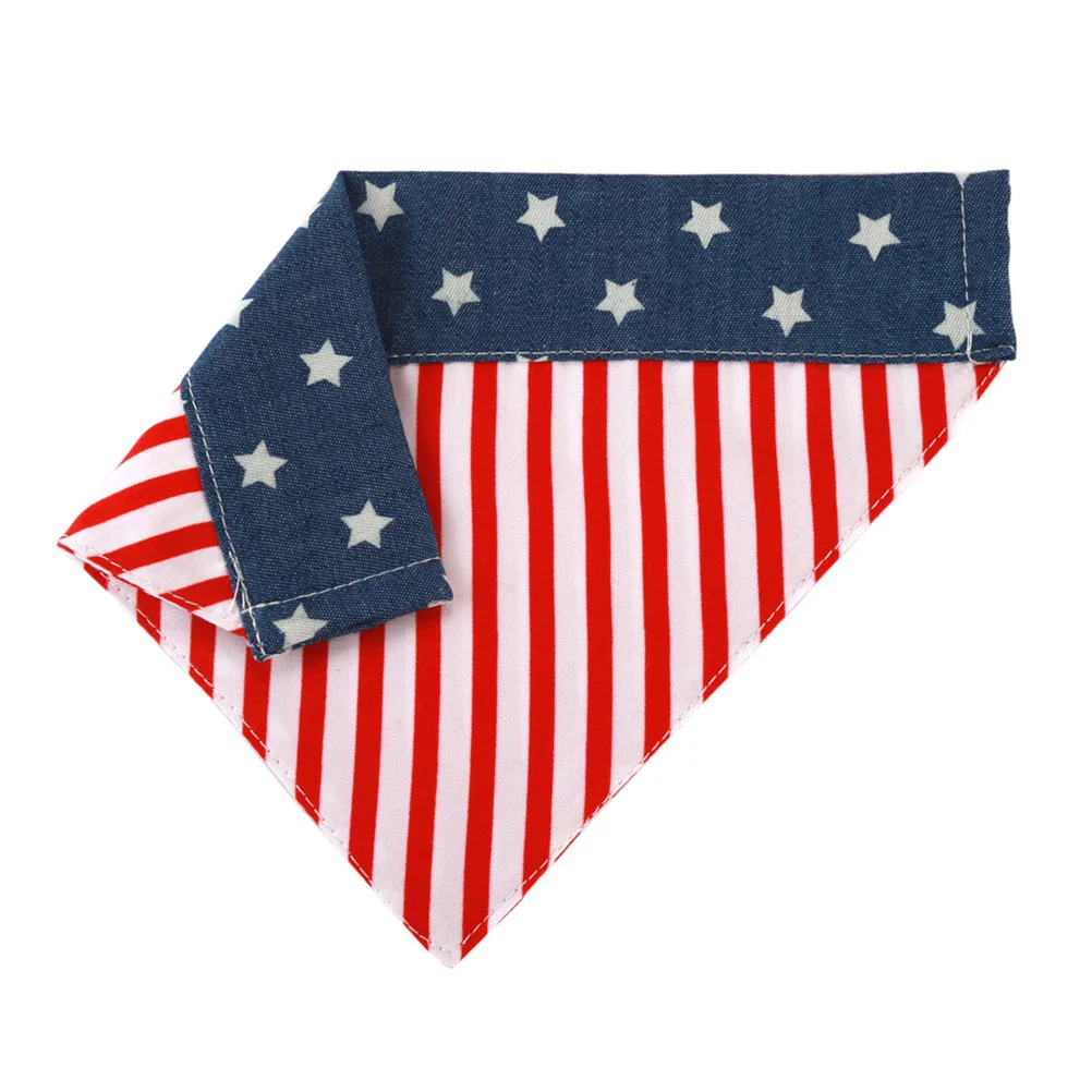 

Triangle American Flag Pet Neckerchief Cotton Dog Collar Scarf Multifunctional Dress Up Accessories for Puppy Size L