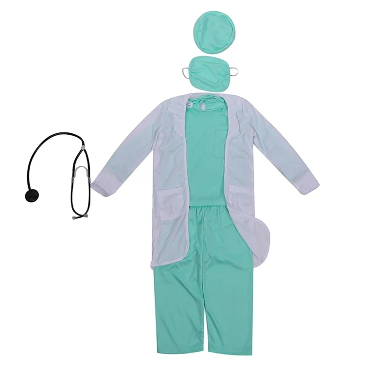 Hospital Doctor Kids Surgeon Dr Uniform Boys Child Career Halloween Cosplay Costume MN7