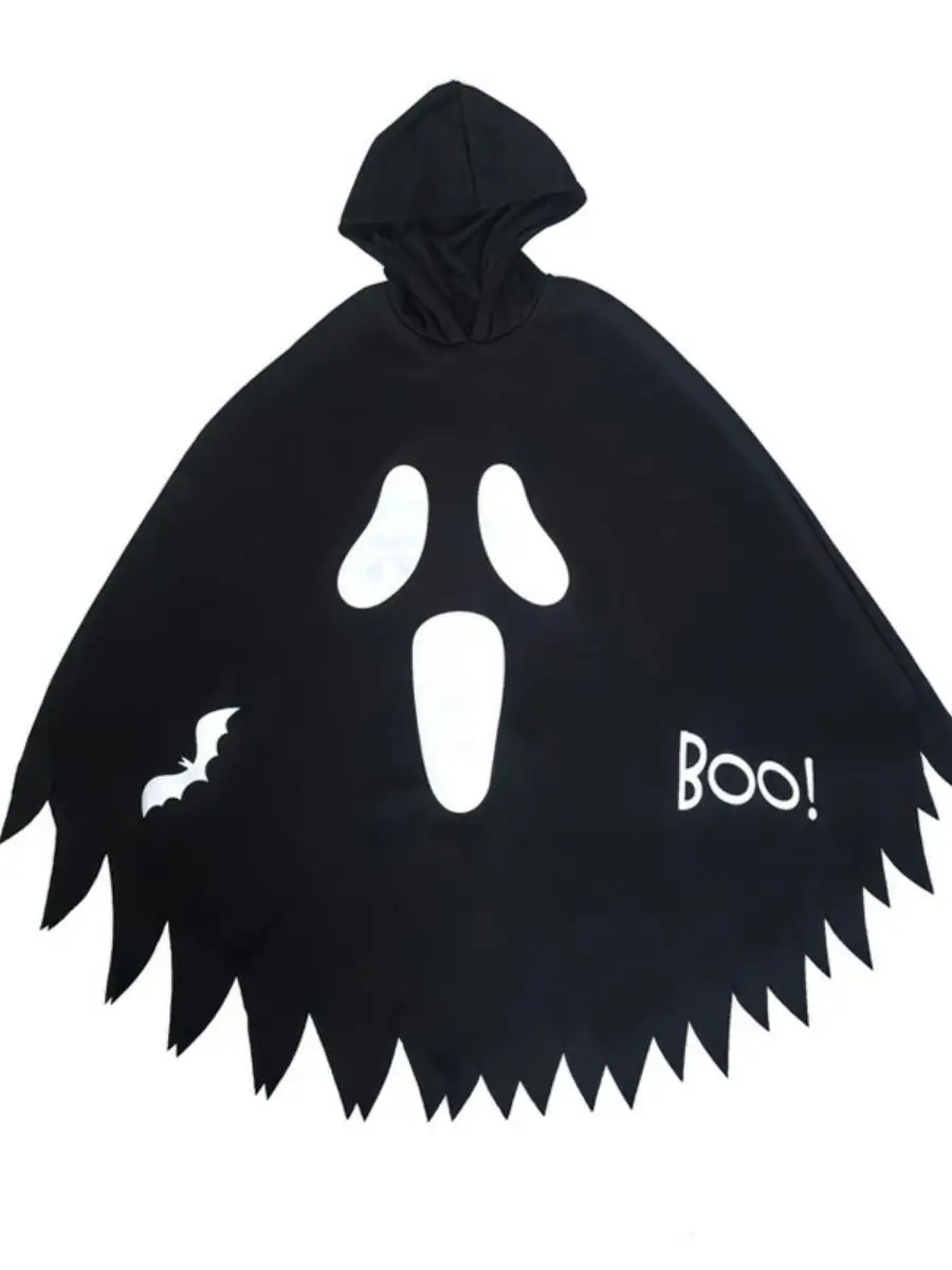 أزياء الهالوين للأطفال المتوهجة باللون الأبيض Screng Ghost Face Skeleton Ghost Robe Par Dr up Cloak Dance Suit