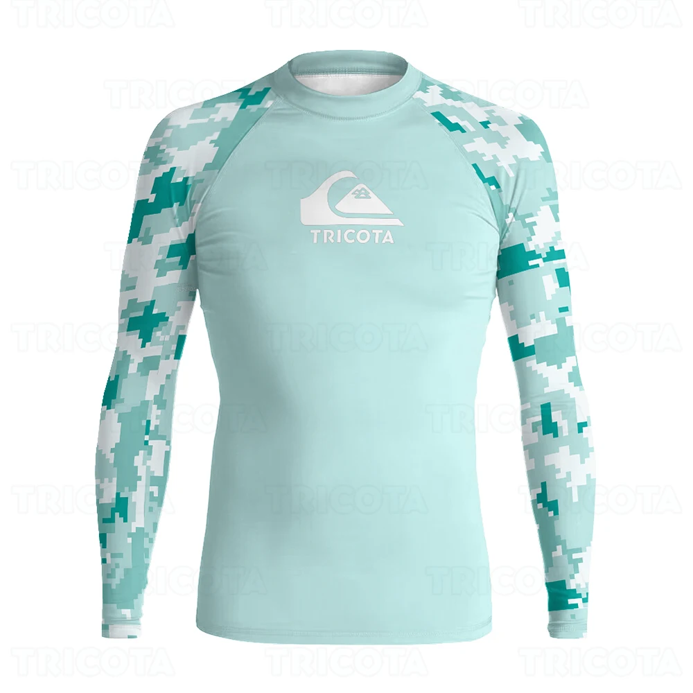 

Rash Guard Surfing Clothes Men Uv Protection Swimsuit Long Sleeve Basic Skins Surfing Diving Tops Beach Swimming T-shirt UPF 50+
