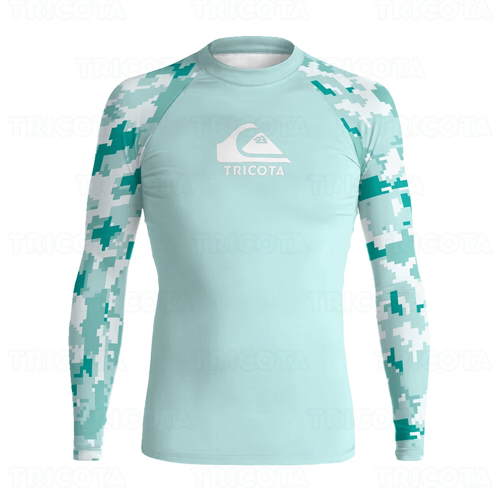 Rash Guard Surfing Clothes Men Uv Protection Swimsuit Long Sleeve Basic Skins Surfing Diving Tops Beach Swimming T-shirt UPF 50+