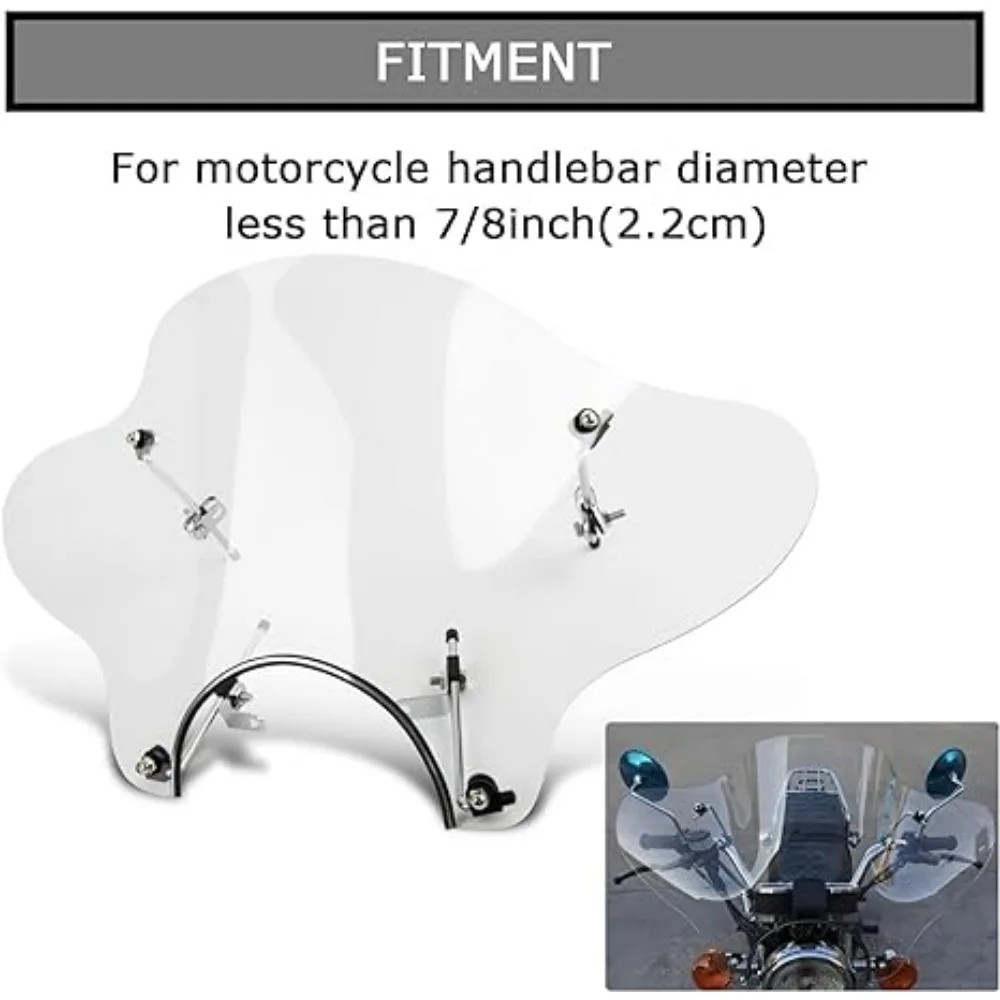 Motorcycle Windshield Windscreen with Mounting Kit for Universal Motorcycle with 7/8