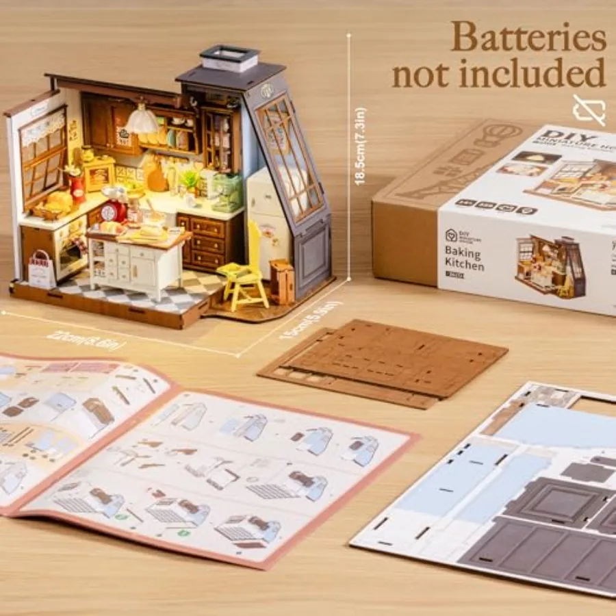 DIY Miniature House Kit for Adults, Mini Wooden Dollhouse Kit with LED Light Tiny House Diorama Building Kits Birthday Craft Ho view 4