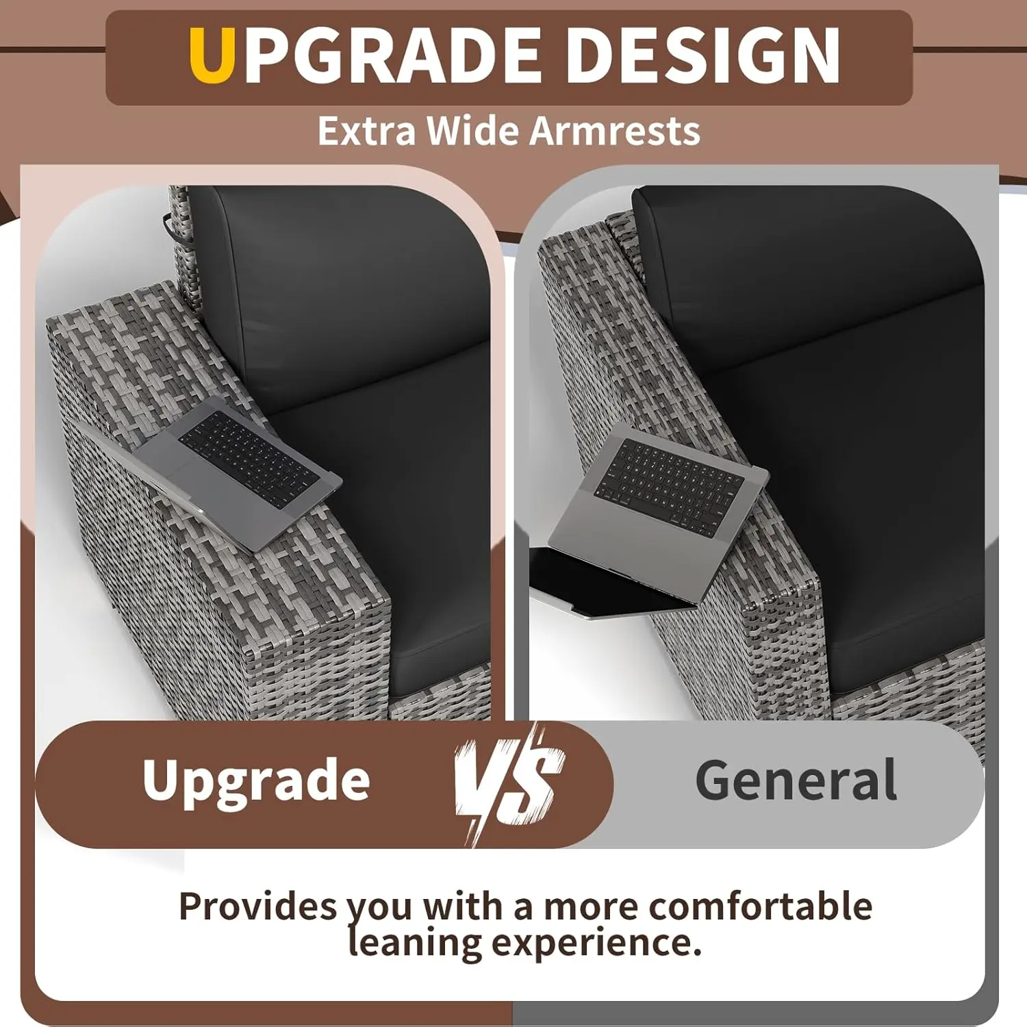 Furniture Set, Wide Outdoor Sectional Rattan Sofa Set, Wicker Patio Conversation Set , Poolside, Porch,