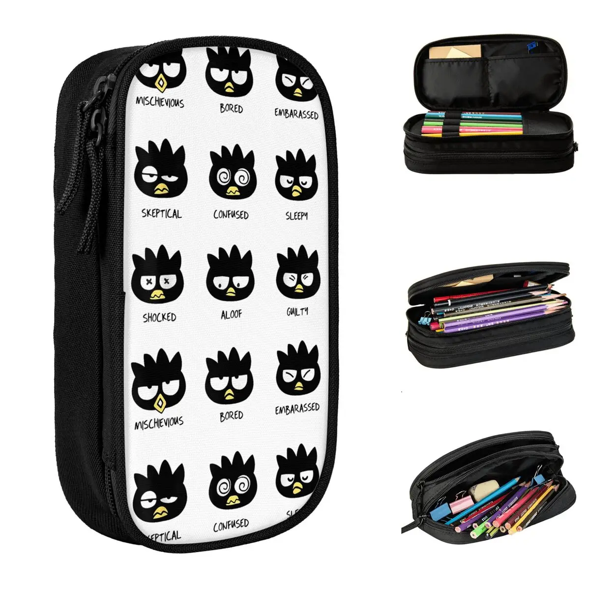 New Badtz Maru Different Moods Pencil Cases Pencilcases Pen Box Kids Large Storage Bags School Supplies Zipper Stationery