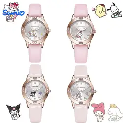 Kawaii Watch Kuromi Cinnamoroll Sanrio Hello Kitty Quartz Casual Fashion My Melody Wristwatch Women Girl Children Birthday Gifts