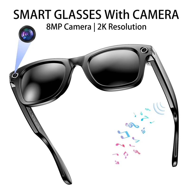 

AI Smart Glasses with 8MP Camera for Video Recording and Photo Taking, 4k High Reolution, AI Smart Translation, Listening Music,