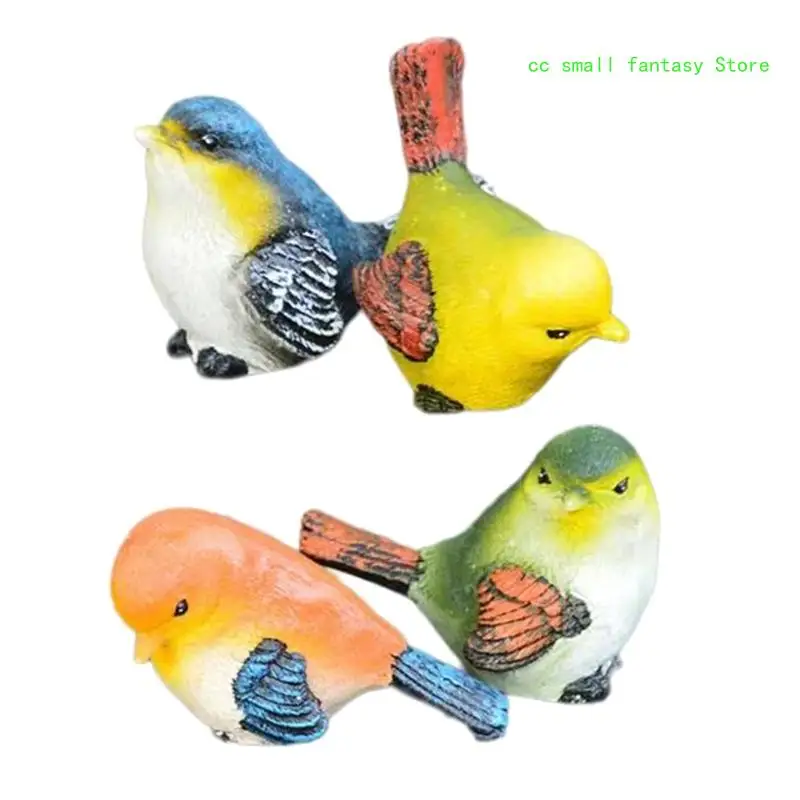 

R3MA 4Pcs Miniature Bird Figurines Garden Decorations Garden Landscape Decors