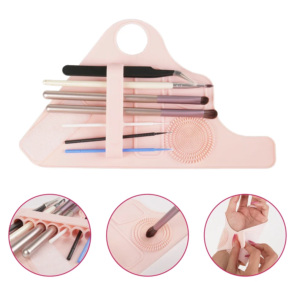 Novo multi função de silicone maquiagem ferramentas limpas titular armazenamento luva buracos acessórios beleza prático assistente maquiagem venda quente