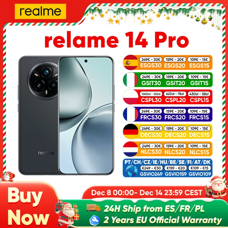 realme 14 Pro 5g Version mondiale Smartphone dimension 7300 �nergie 6.67 ''120Hz affichage 6000Mah batterie 45W Supervooc 50Mp cam�ra