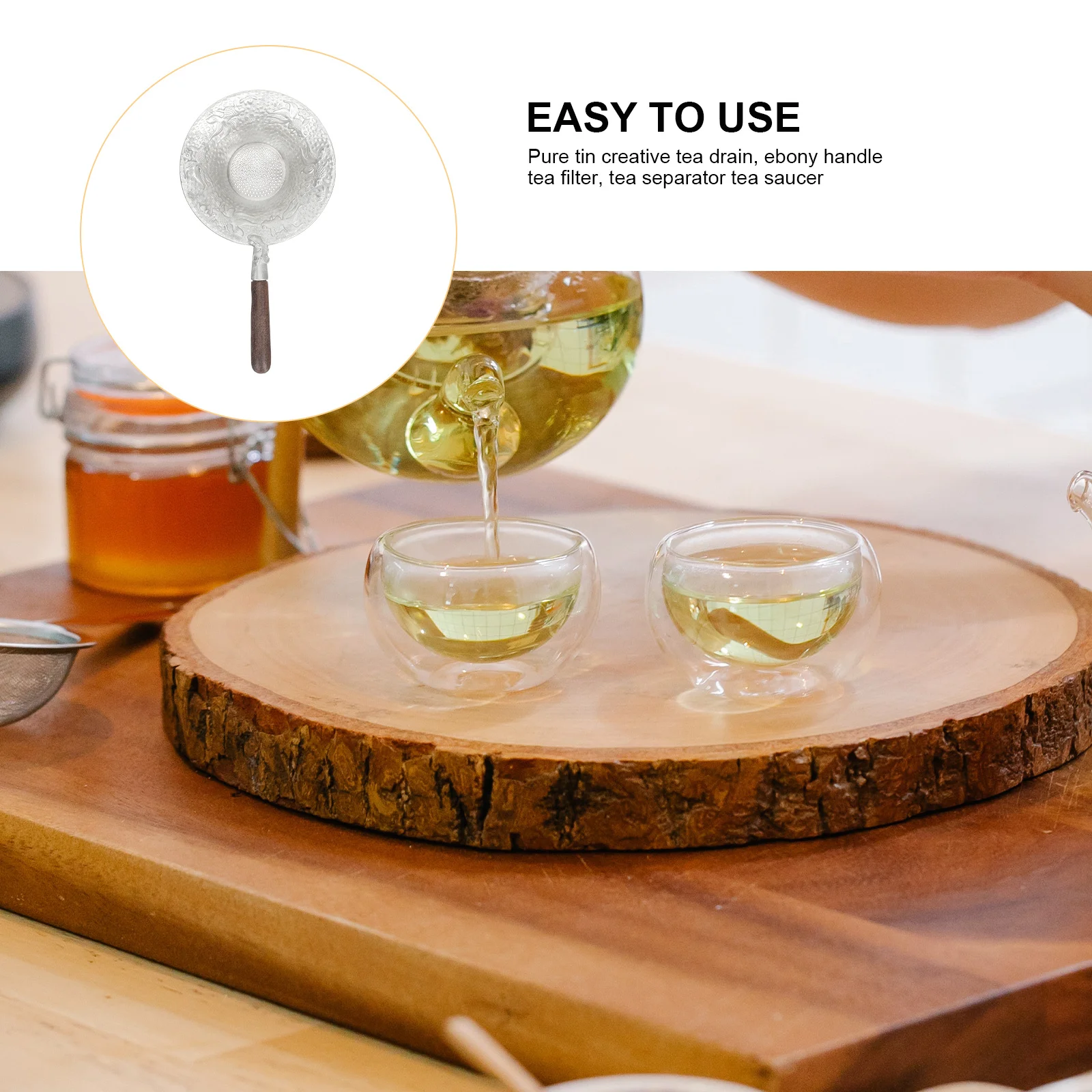 

Premium Strainer With Wooden Handle Fine Mesh Heat Resistant Home Kitchen Infuser Household Filter Loose Leaf Colander