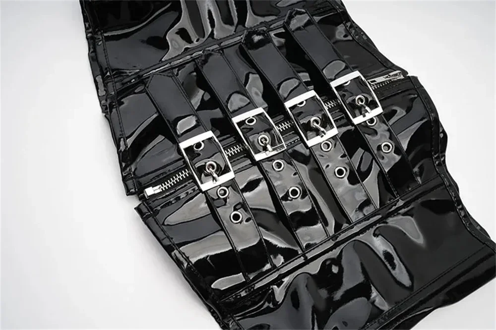 المرأة لامعة بو الجلود مشد أعلى القوطية PVC Underbust بوستير مشد للخصر