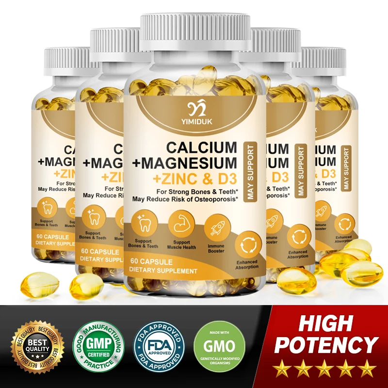 

Calcium Magnesium Capsule Zinc Vitamin D3 Strong Bones Muscle Teeth Increase Immunity System Function Supplement