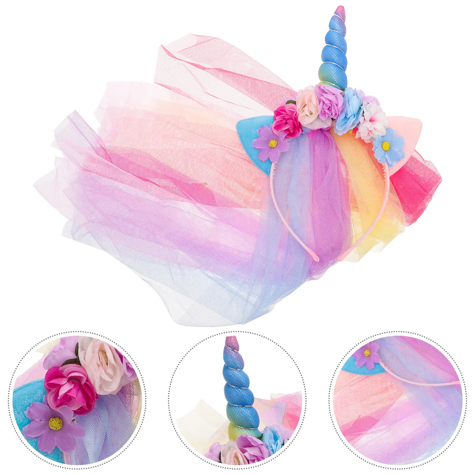 

1Pcs Unicorn Hair Hoop Veil Design Party Headband Fairy Hair Accessories for Birthday Halloween Christmas Costume