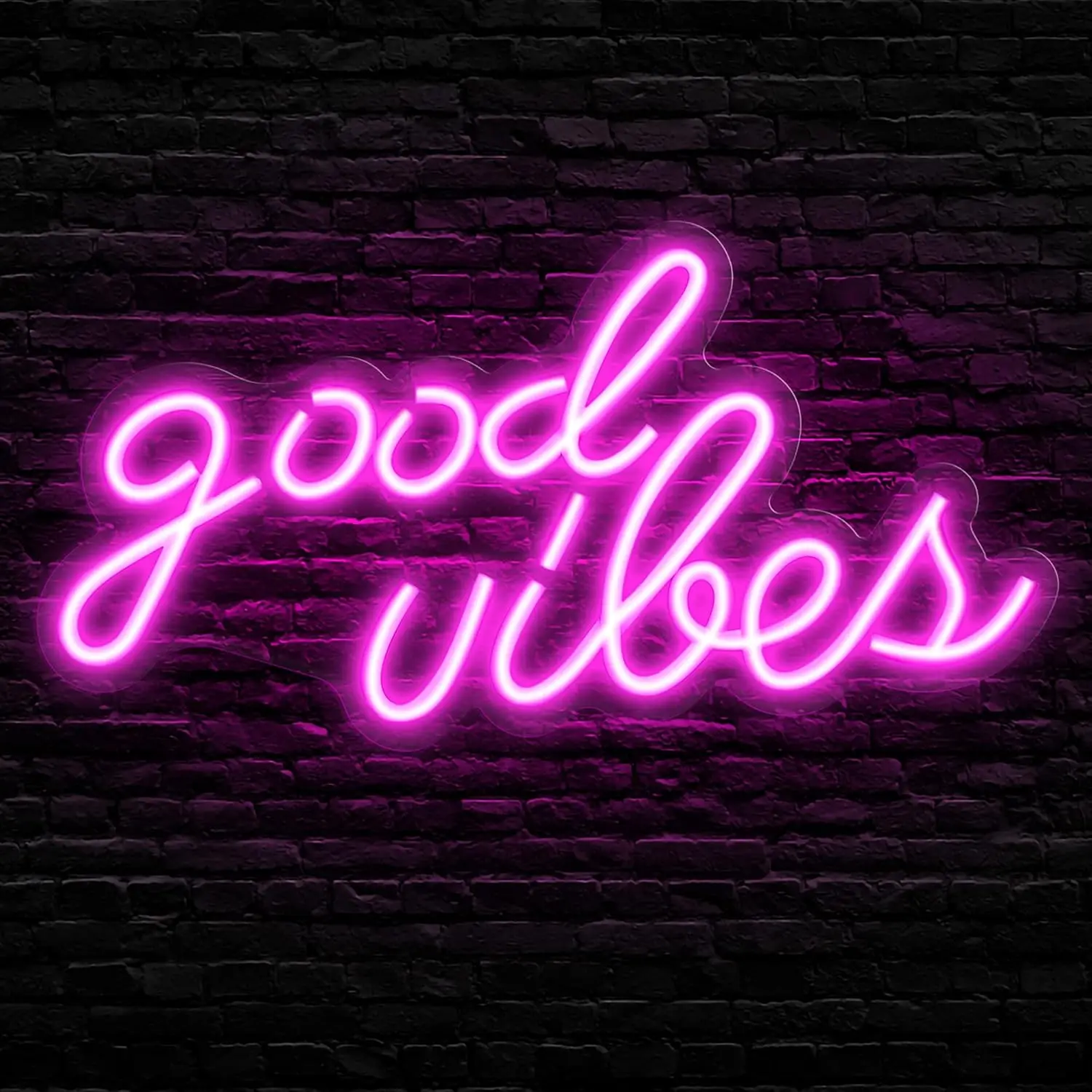 Pink Good Vibes Neon Sign - Neon Lights for Bedroom, LED Neon Signs for Wall Decor (16.1 x 8.3 inch)