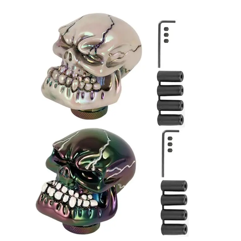 Gear Shift Stick Handle Gear Lever Shift Stick Handle With Adapter Wrench Skull Modified Interior Gear Lever Decoration Fit Most