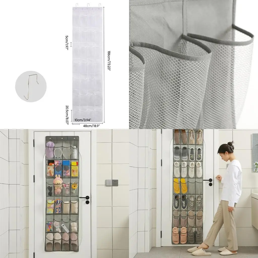 

652F Shoe Over the Door Hanging Shoe Rack for Closet Door Storage Holder with 24/28 Pockets for Women Men Sneakers