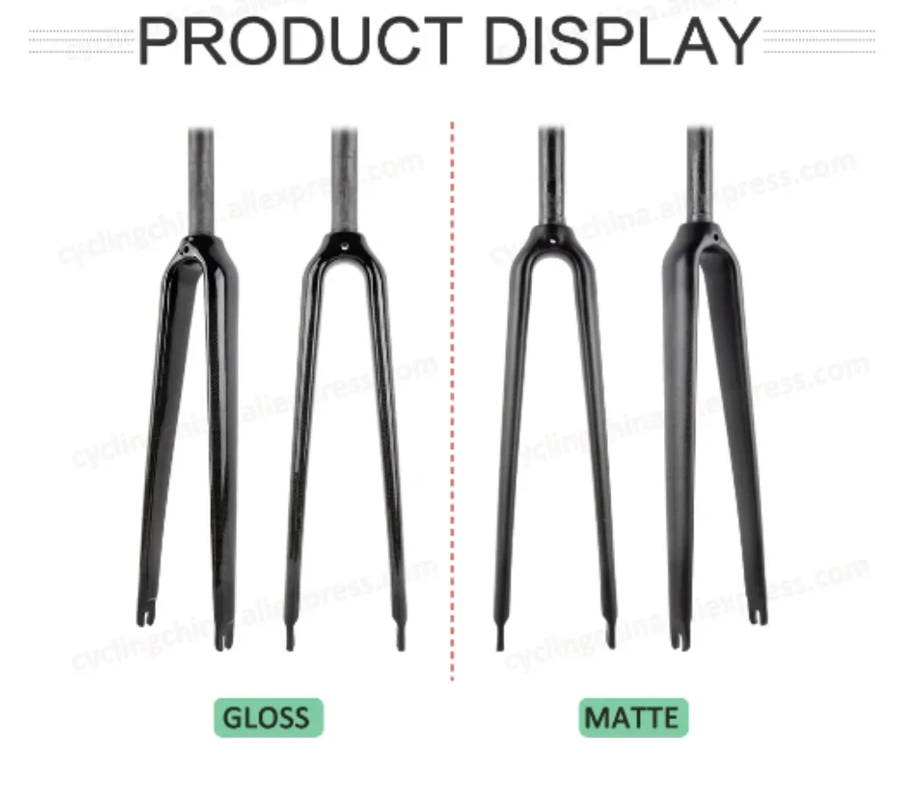 Nologo 700C Road Bike Quick Release Type Front Fork 3K Gloss Full Carbon 25.4/28.6mm Round Tube V Brake Road Fork Bicycle Parts