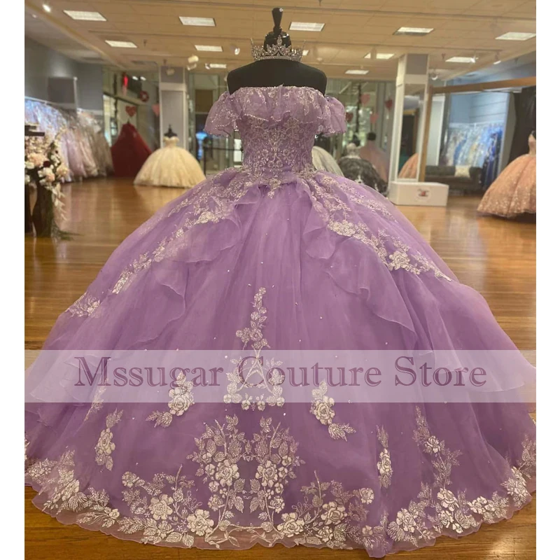 Amazing Purple Quinceanera Dresses  Appliques Celebrity Dress Sweet 16 Vestidos De 15 Anos 2022