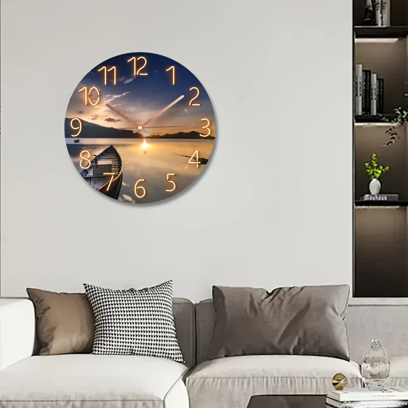 12 Inch Glass Art Modern Silent Quartz Wall Clock Stylish Creative Decor for Living Room Bedroom Home Wall Decoration