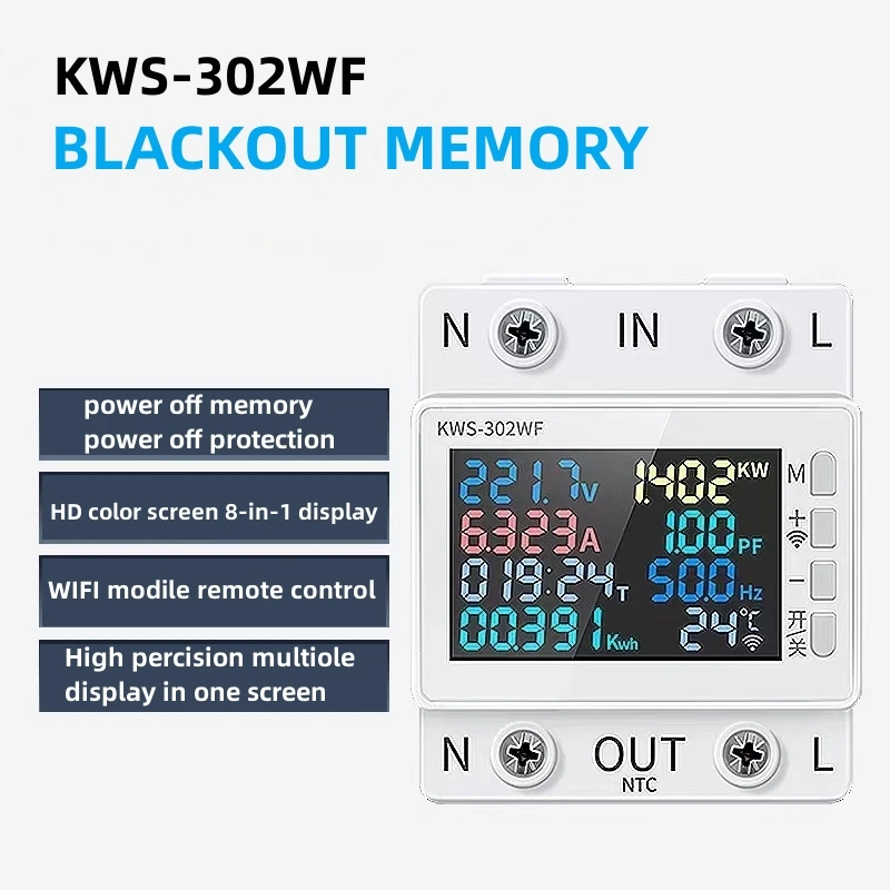 Wifi smart power meter über unter spannungs schutz schalter strom spannungs monitor relais wert einstellbar leistungs schalter KWS-302