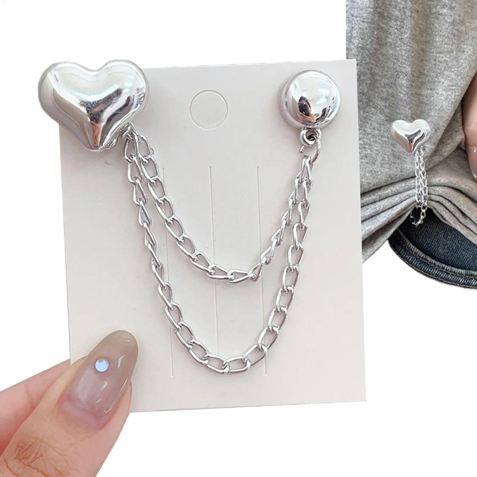 Metal Magnetic Button Clips w/Chain Multifunctional Magnetic Clothing Clips Decorative Clothespin Stylish Clothing Accessories