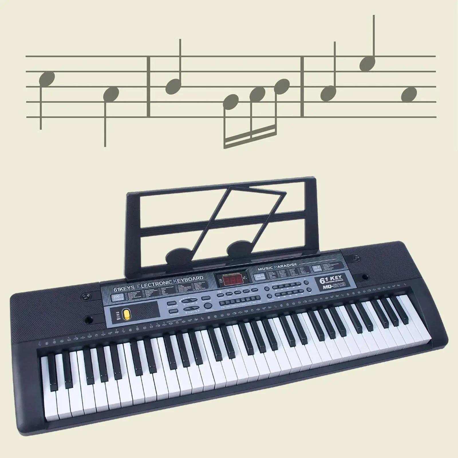 คีย์บอร์ดเปียโนไฟฟ้าอุปกรณ์อิเล็กทรอนิกส์สำหรับออร์แกนิคของเล่นพร้อมแผ่นขาตั้งสำหรับในร่มเด็กผู้หญิงเด็กผู้ชายเรียนรู้เด็ก