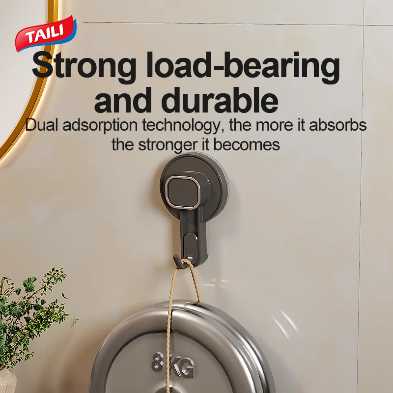 TAILI Vacuum Holder Wall Mounted Waterproof Suction Cup Hook Bathroom Accessories Strong Hanging Hook Towel Hanger