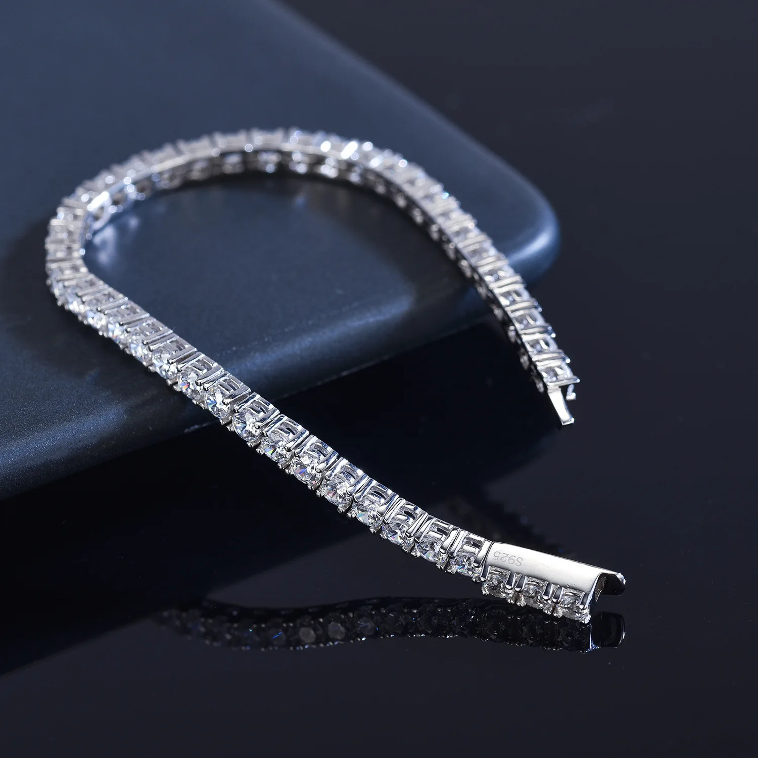 

3mm Green Moissanite Tennis Bracelet for Women Man Anniversary Gift S925 Sterling Silver Bracelet Plated 18k Hand Chain Pulseira