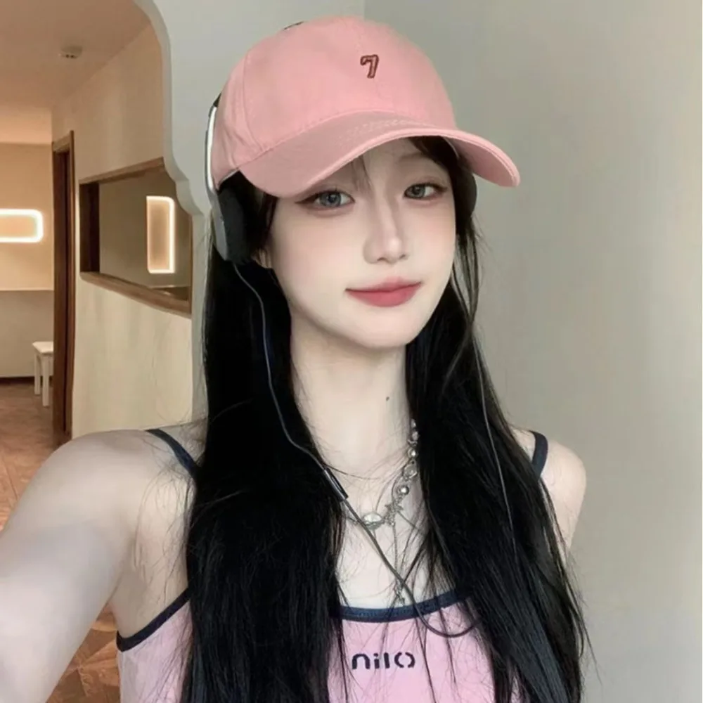 

Simple Korean Style Baseball Cap Cotton Sunscreen Embroidered 7 Cap Sunshade Hip-hop Cotton Peaked Hat Streetwear