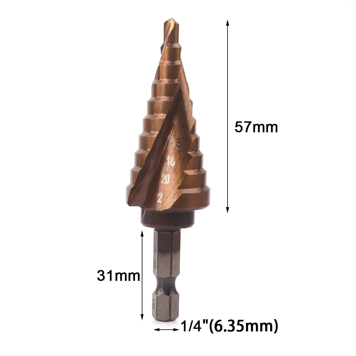 1pc M35 Step drill 5% Cobalt Step Drill 4-22mm High Speed Steel Cone Metal Drill Bit Groove Step Drill Tool