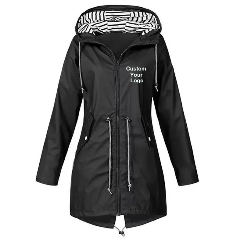 Women Custom Your Logo Outdoor Zipper Hooded Coats Mountaineering Jackets Windbreaker