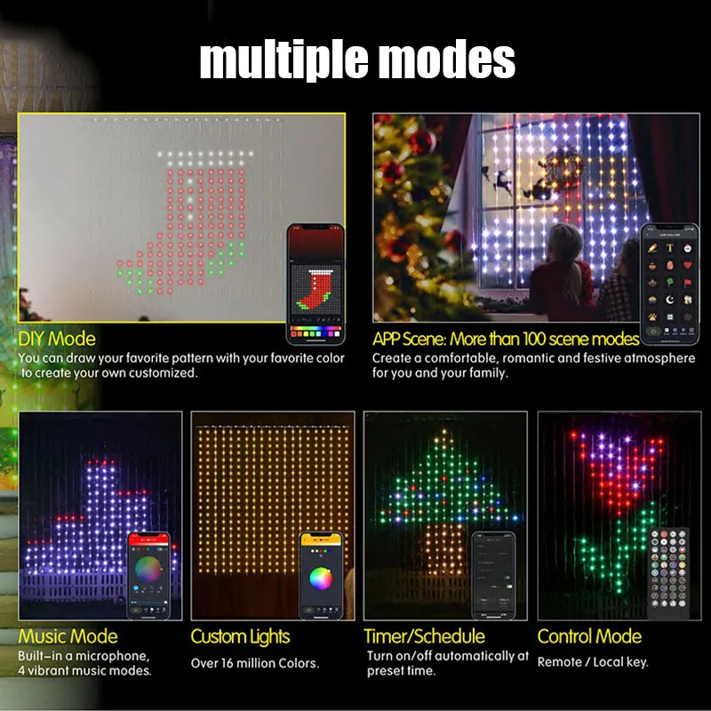 ستارة ذكية ضوء سلسلة RGB 400 LEDs بلوتوث APP التحكم عيد الميلاد الجنية ضوء لتقوم بها بنفسك للبرمجة صورة عرض ديكور الغرفة