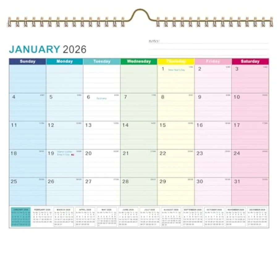 2026 Wall Calendar 18 Monthly Calendar 20262027 Jan 2026 Jun 2027 15" x 11.5" Hanging Wall Calendar 2026 with Thick Paper Lined
