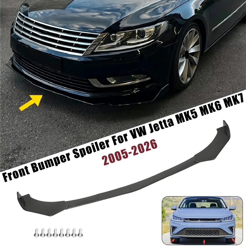 Sport Front Bumper Splitter Spoiler Lip For VW Jetta MK5 MK6 MK7 2005-2026 5Pcs Adjustable Sectional Car Tuning Body Kit
