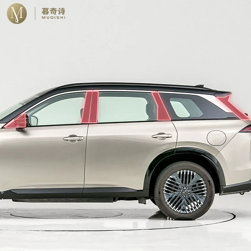 

pre cut car B/C pillar anti scratch TPU protective film transparent/carbon fiber sticker For Nissan Pathfinder 2024-2025