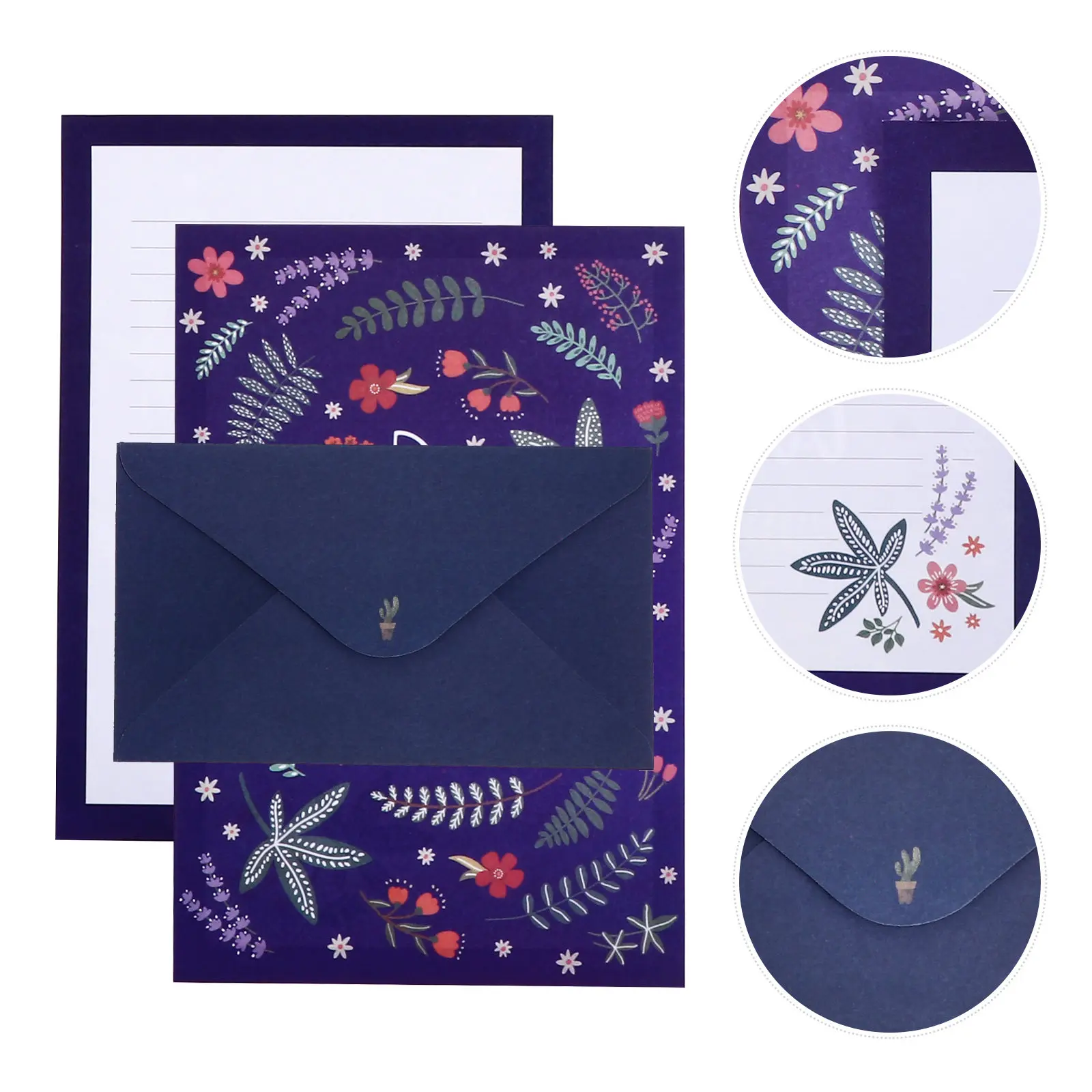 8Sets Chic Floral Animal A5 Writing Paper Stationery Paper and Envelopes Set Clear Delicate Pattern Smooth Writing Surface