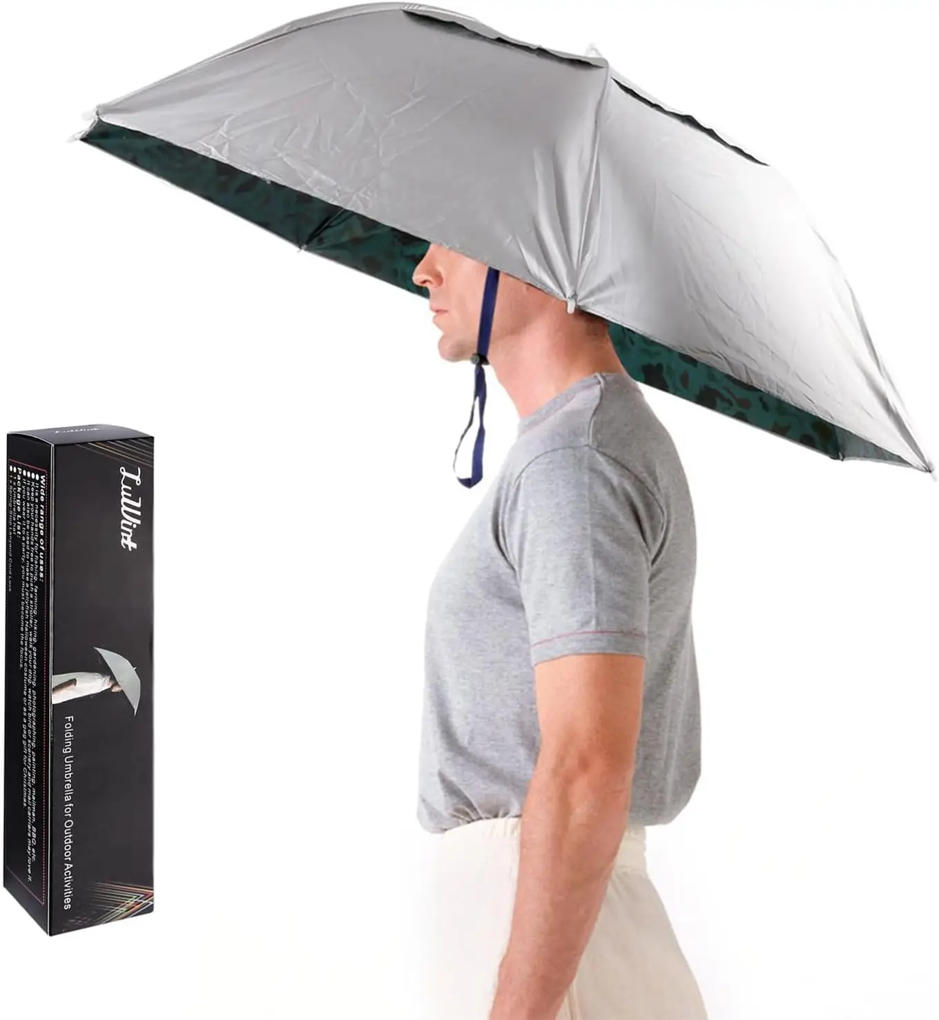 

Hands Free Umbrella Hat, 36 Inch Wide Brim Sun & Rain Hat with Adjustable Chin Strap for Outdoor Activities