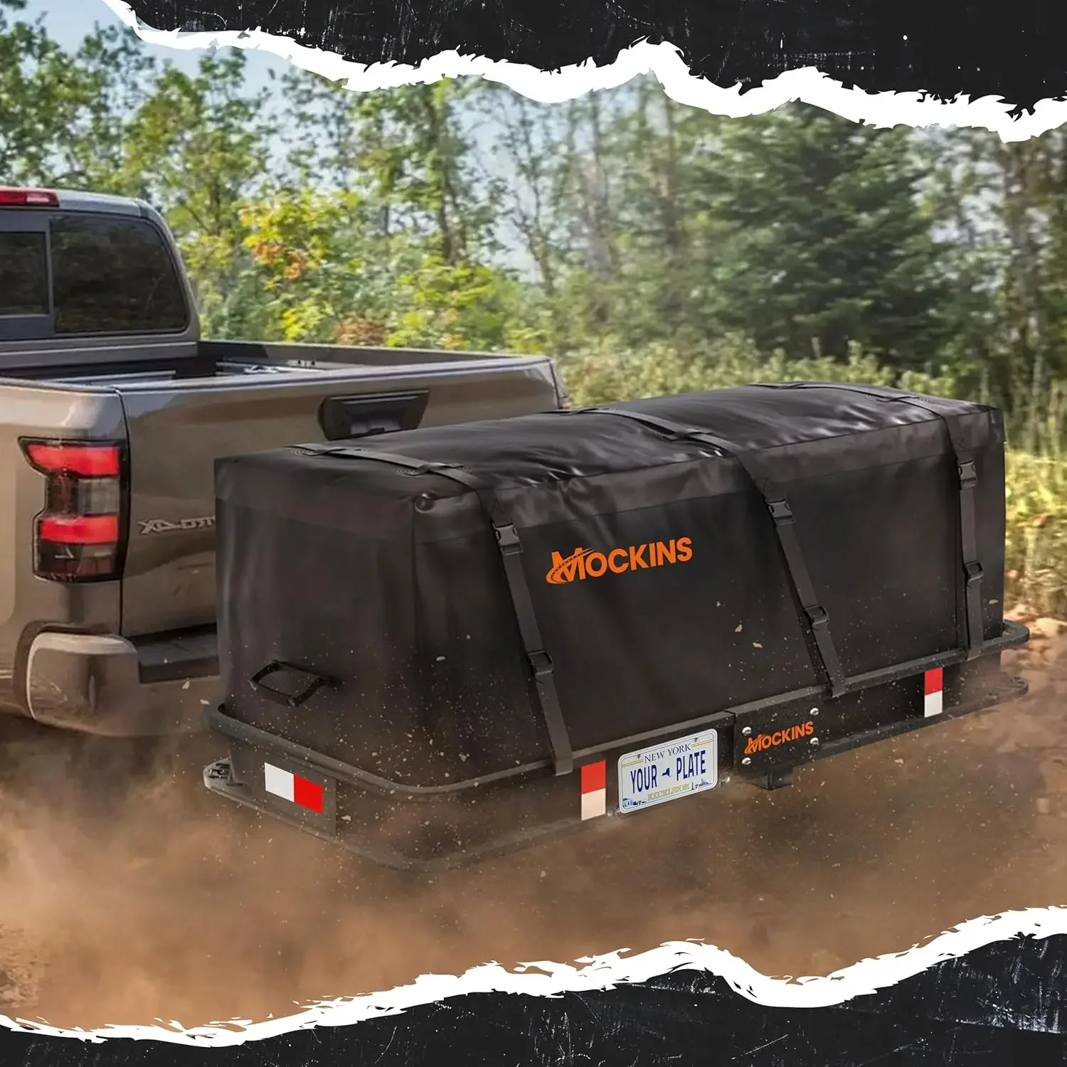 60"x20"x6" Folding Trailer Hitch Cargo Carrier & 16 Cu.Ft. Waterproof Tow Hitch Cargo Carrier Bag | 500Lbs Capacity Hitch Mount