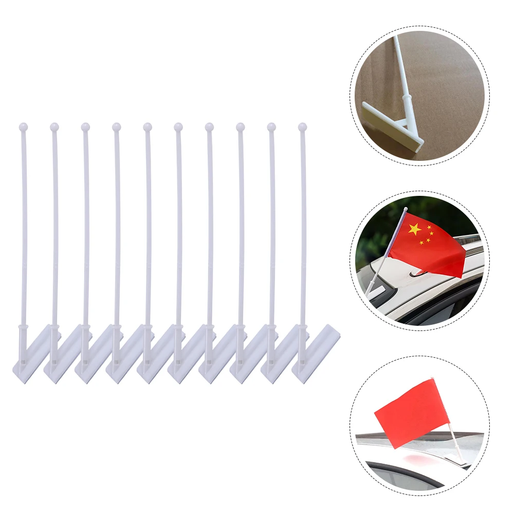 

Flag Pole with Suction Base Flagpole Vehicle-mounted Detachable Automobile White Holder for Car