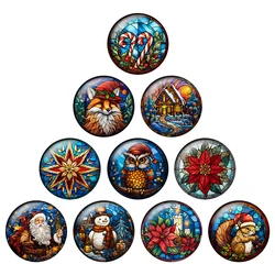 Colorful Christmas Tree Snowflake Owl Art Patterns 12/16/18/25mm Round Photo Glass Cabochon Demo Flat Back Making Finding H344